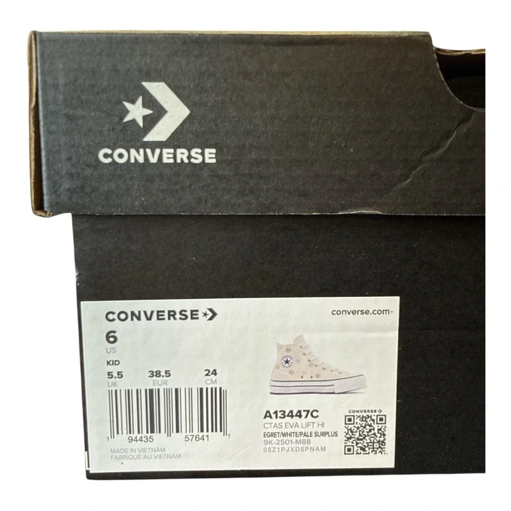 Converse Kids' Girl Chuck Taylor All Star Eva Lift High Top Embroidery Sneaker 6